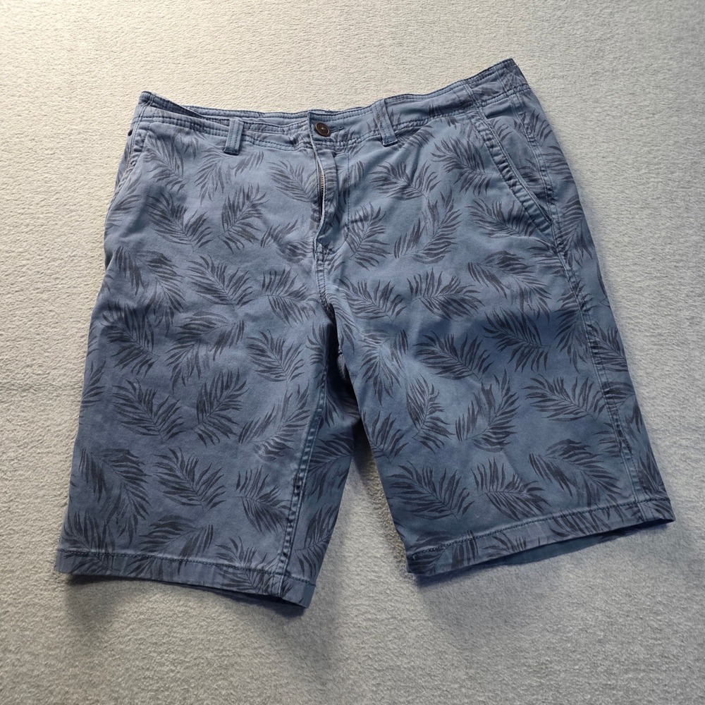 Lucky Brand Chino Shorts Mens 32 Blue Palm Tropical Leaf Print Casual Flat Front